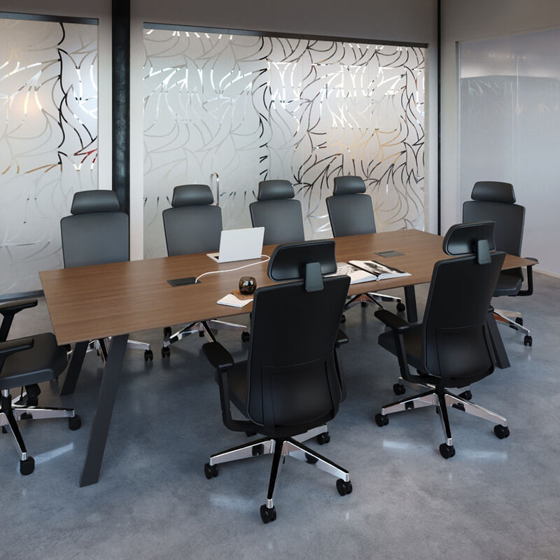 executive conference table in walnut finish setup in a workspace image number null