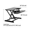 dimensions width 30 inches depth 24 inches height range 4.75 inches to 19.5 inches