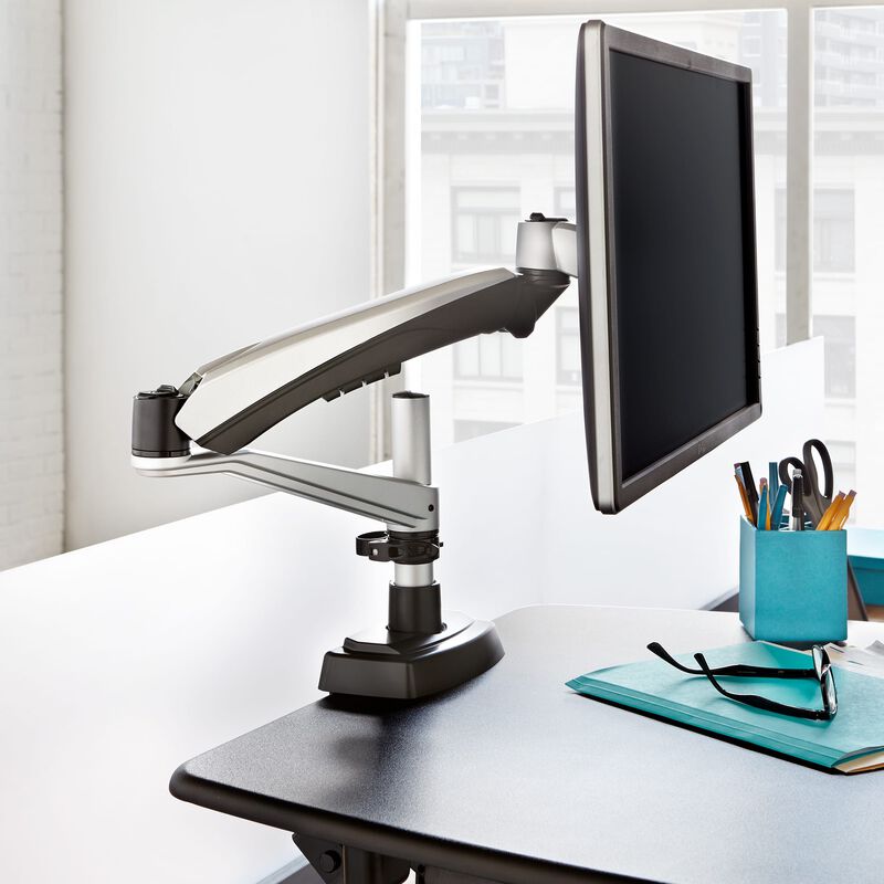 Single-Monitor Arm mounted to Varidesk sit-stand converter with monitor image number null